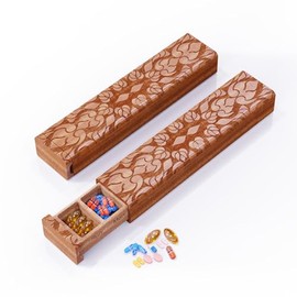 Wooden 7 Day Pill Organizer, Daily Once-a-Day Pill Box, Portable Travel Pill Case with Medium Compartments, Arthritis Friendly for Weekly Medication &