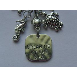 Handmade DREAMING OF THE SEA STARFISH SEA TURTLE SEASHELL KEY CHAIN CLIP PURSE FOB ZIPPER