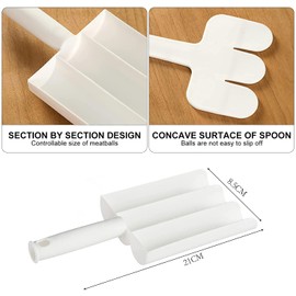 White Creative Kitchen Triple Meatball Maker, Meat Ball Scoop with Cutting Spade Ball Maker, None-Stick Meatball Maker Melon Ballers, Fruit and Vegetable Tools