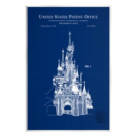 Stupell Industries Amusement Castle Blueprint Wood Wall Art, Design by Karl Hronek