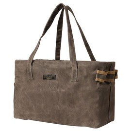 Tool Bag, Hand Tool Storage Bag, 16 oz Waxed Canvas Tool Bag Case - with Outer Pockets + Sturdy Handles + Top Metal Bar - for Carpenters Craftsmen Gardeners | Grey | 38 x 18 x 25 cm