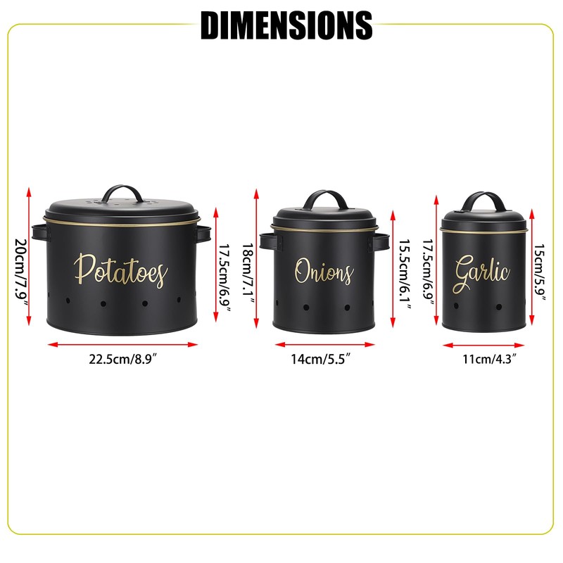 OwnMy Set of 3 Potato Onion Garlic Storage Bins Vegetable