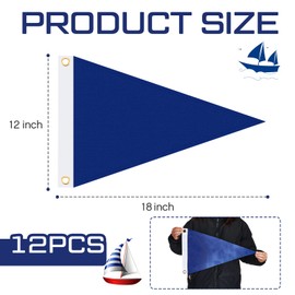 Oudain 12 Pcs Nylon Pennant Flags Blank Flags Pennant Flags 12 x 18 Inch Flag Pennant for Outdoor Home Indoor Gyms Businesses Schools Party Decorations (Blue)