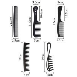 TRKETK 5 Stück Breiter Zahnkamm, Professionelles Haarkamm-Set Große Zahnkämme Haarkämme Lockenkamm Antistatischer Styling-Kamm Schwarze Kunststoff-Haarkämme für Männer und Frauen