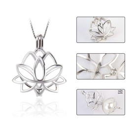 LGSY Lotus Big Edison Cage Pendants for Pearl Jewelry Making Sterling Silver