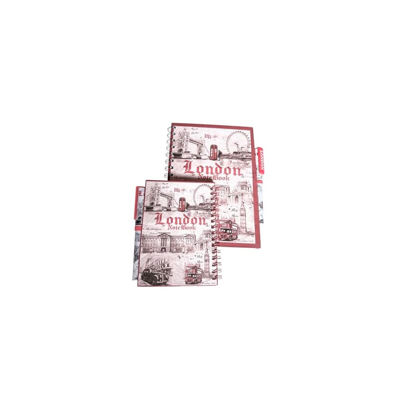 London Souvenir Spiral Notebook Set with Pen, Famous Landmarks Design,