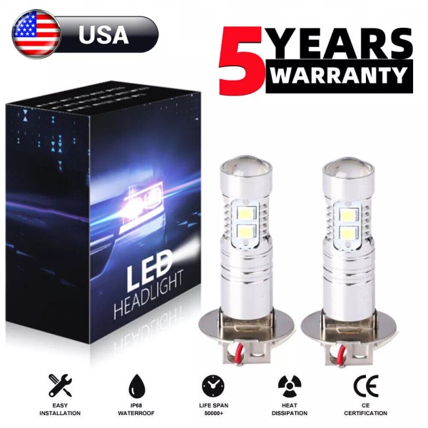 Unbranded 2Pcs H3 LED Fog Light Bulb Conversion Kit Super
