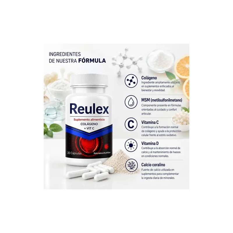 Reulex 1 Frasco 30 Cápsulas | Colageno Msm | Vitaminas