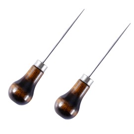2 Pcs Bradawl Tool Wooden Handle,Gourd Shape Awl Tool Alloy,Leather Sewing Bradawl Tool,Professional Awl Tool Punch Sharp,Awl Tool for Leather Craft,Sewing Crafting,DIY Handmade Maker Tool