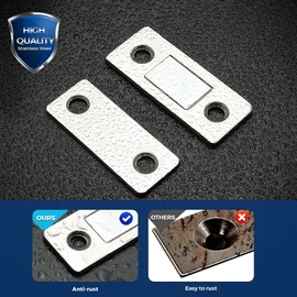 12 Pack Ultra Thin Cabinet Door Catch Stainless Steel Cabinet Magnetic Door Catch Cabinet Magnets Adhesive Drawer Latch Cabinet Magnetic Catch for Kitchen Closet Door Magnet Stick on Cupboard Wardrobe