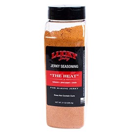 DIY The Heat Jerky Seasoning 21oz - by Lucky Beef Jerky - Habanero and Ghost Pepper Blend, Easy Jerky Making Spice Marinade Seasoning, Beef Jerky, Deer Jerky, Wild Game