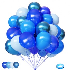 Lukiituke Blue Balloons, 65Pcs Dark and Metallic Blue Party Balloons for Gender Reveal Baby Shower Birthday Weddind Baseball Nautical Party Decorations