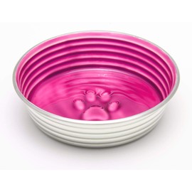 Le Bol Dog Bowl - Stainless Steel Pet Food Bowl with Non Slip Rubber Bottom - Suitable for Dogs and Cats - Large Size - Rose Pink