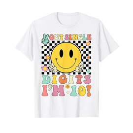 Retro Groovy 10th Birthday Girls Boys Kids 10 Year Old Cute T-Shirt