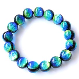 Gold Stone Keramarin Firefly Glass Bracelet, 0.5 inches (12 mm), Okinawa, Souvenir, Kerama Islands