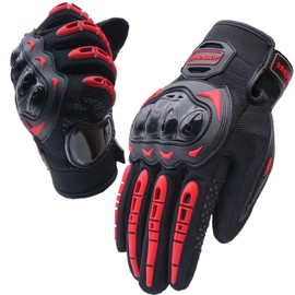 UHEREBUY Motorcycle Gloves Touch Screen Full Finger Riding Gloves Knuckle Protection for Men and Women for Dirt Riding, Road Racing, Cycling, Climbing Work Outdoor Sports (Red XL)