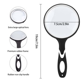 Large 10X Magnifying Glasses for Reading, Handheld Magnifying Glass for Bobbies Applied to Science Books Insects Hobby Observation Premium Soft Hand Shank for Seniors Kids (White-2)
