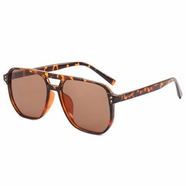 Retro Oversized Square Aviator Sunglasses for Women Men 70s Vintage Sun Glasses UV400(Leopard/Brown)