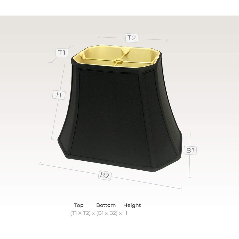 Royal Designs, Inc. BSO-710-12BLK Rectangle Cut Corner Basic Lamp Shade,