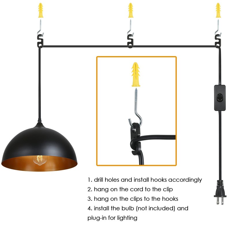 Tomshine Metal Dome Hanging Pendant Lights 2 Pack with 15FT