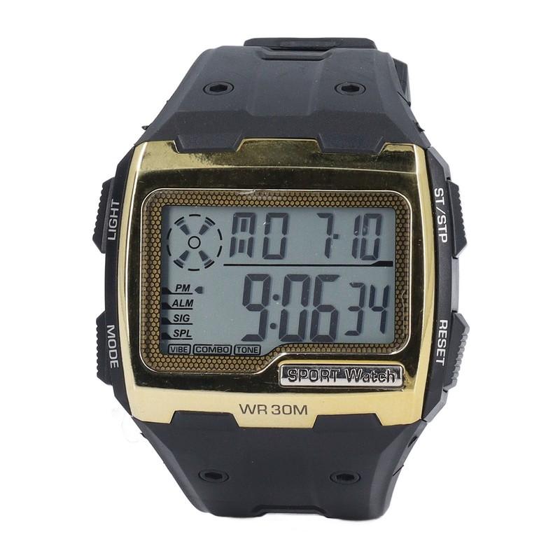 Digital Sport Watch Large Display LED Alarm Clock Shockproof 12/24