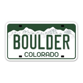 Squiddy Boulder Colorado State License Plate Style - Vinyl Sticker for Car, Laptop, Notebook (5" Wide)