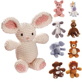 LEISURE ARTS Little Crochet Friend Animals Crochet Kit, Bunny, 8", Complete Kit, Learn to Animal Starter Kit for All Ages, Includes Instructions, DIY Amigurumi Kits