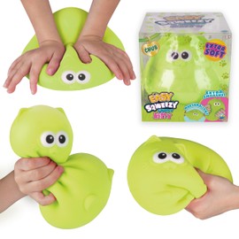 ORB Easy Sqweezy Chub the Chunky Kitty - Squeeze this Big, Green, Fun, Squishy, Slow Rising, and Extra Soft Chubby Cat for Stress Relief - New Sensory / Fidget Novelty Toy and Gift for Kids and Adults