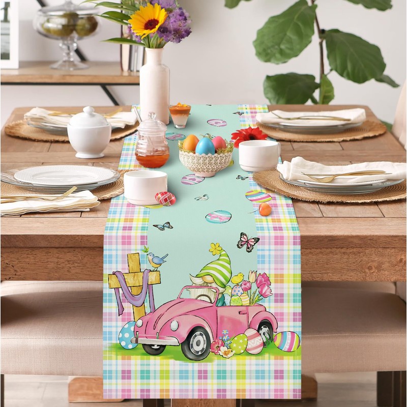 Arquiel Easter Gnome Table Runner, Spring Table Runner 33 x
