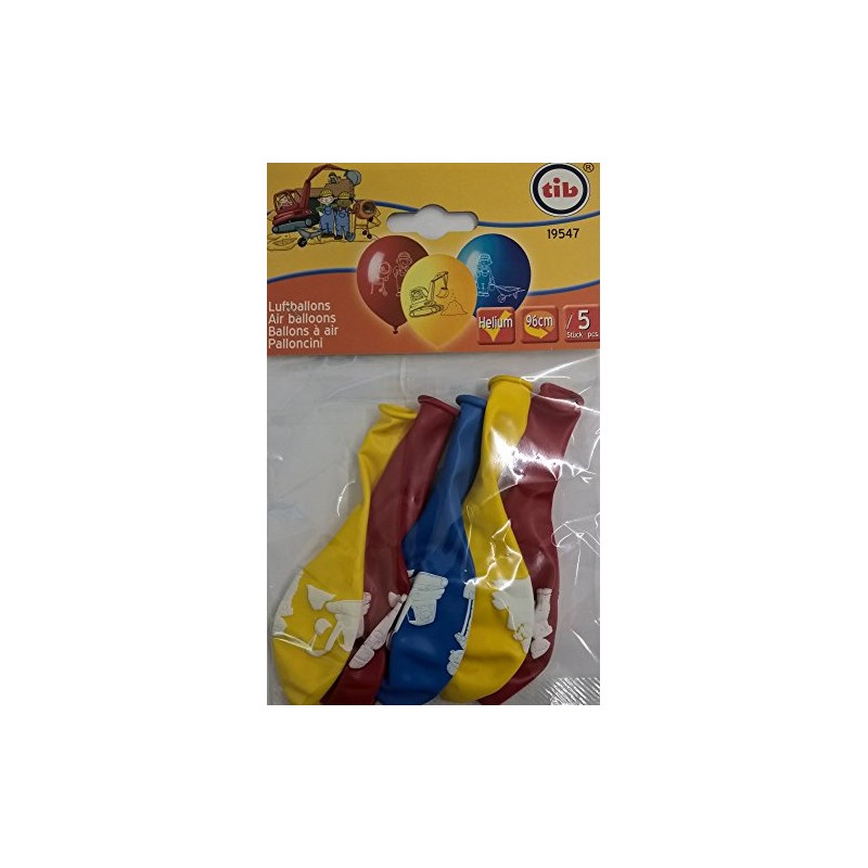 TIB 19547 Balloons with Construction Site Print Set of 5