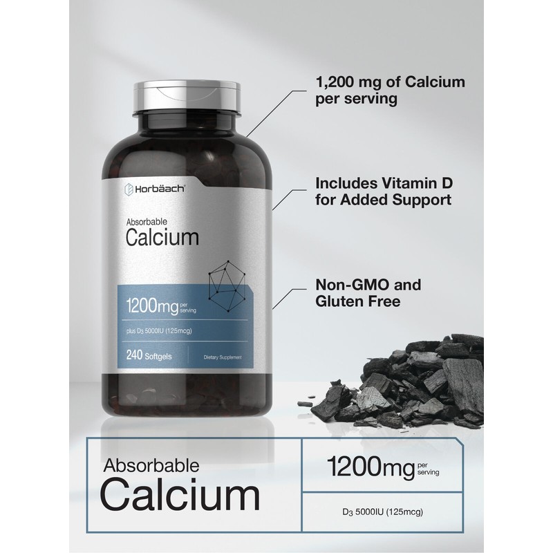 Horbäach Calcium with Vitamin D3 | 1200mg | 240 Softgels