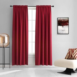 DONREN Red Bedroom Blackout Drapes Insulating Room Darkening Rod Pocket Curtain Panels (42 by 84 Inch,2 Panels)