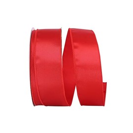 Reliant Ribbon 92575W-065-40K Satin Value Wired Edge Ribbon, 2-1/2 Inch X 50 Yards, Red