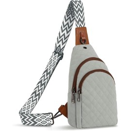 Crossbody Bag for Women Leather Small Sling Bag Fanny Pack Chest Bag for Travel Chest Pack Gifts - Color: Light Grey