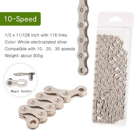 Kjzeex Bike Chain, Single 10 Speed Bike Chain, Bicycle Chain, Chain, High-Strength for Road,Mountain Biking, Racing, Cycling