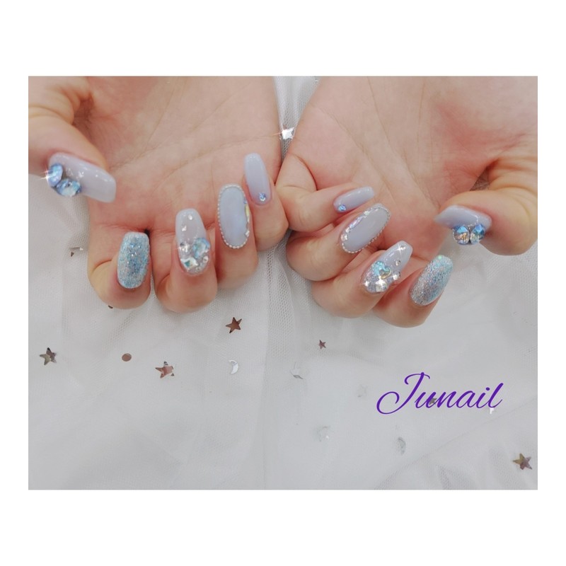 ❣️ Blue Sapphire Shimmer Handmade Nail Tips ✨ - Long