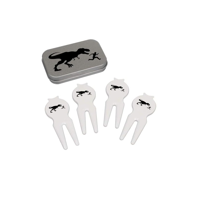Azeeda 'T Rex Chasing Running Man' Golf Divot Tool/Repair Fork