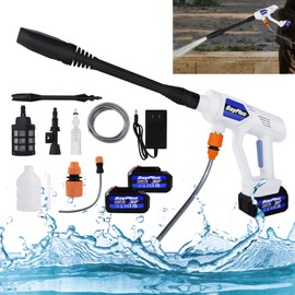 21V Cordless Pressure Washer, Portable Power Cleaner, Handheld Pressure Washer Battery Powered with 2X 1.5Ah Battery & Charger, Quick Connect, Adjustable Nozzle for Car/Fence/Floor Cleaning