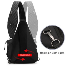 TurnWay Water-Proof Sling Backpack/Crossbody Bag/Shoulder Bag for Travel, Hiking, Cycling, Camping for Women & Men (Black Grid)