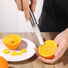 Giantree 2 Pcs Stainless Steel Citrus Knife, Curved Serrated Knife for Grapefruit, Orange, Lemon, Kiwi - Easy to Hang, Dishwasher Safe