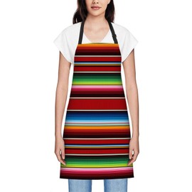 Smooffly Mexican Serape Pattern Designs Apron Unisex Adjustable Bib Apron Cooking Kitchen Chef Women Men Aprons for Home Kitchen, Restaurant,Coffee House,Shop,Garden