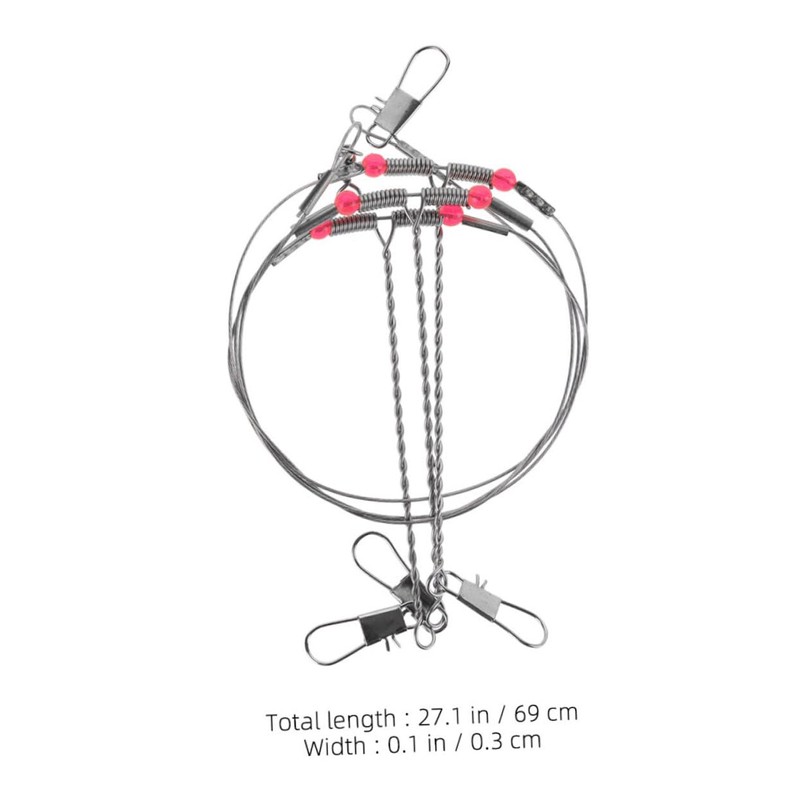 NOLITOY 5pcs Fishing Wire Leaders with Swivels Snaps Durable Tackle