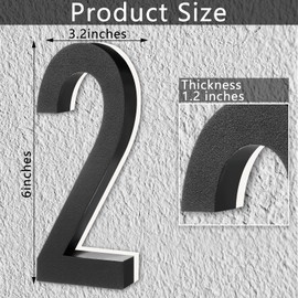 ROCEEI 6 Inch Backlit LED House Number 0-9 for Outside Stainless Steel Waterproof Home Address Number Illuminated House Modern Lighted Address Sign for Houses Restaurant 12v Dc Low Voltage(2)