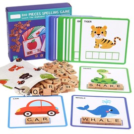 100Pcs Spell Learning Educational Toys Alphabet Colors Recognition Game Matching Letter Game for Preschool Kindergarten Kids