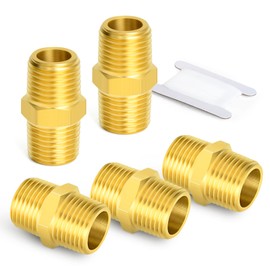 ERGAOBOY 2pcs 1/2" x 1/2" Brass BSP Male Hex Nipple Fitting Straight Male to Male