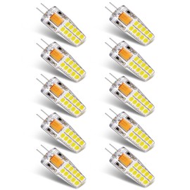 Joutameili 10 Pack G4 LED Bulb 12V AC DC 2.5W G4 Bulb 20W 30W T3 Halogen Light Bulb Replacement (Daylight White 6000K)