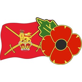 Poppy Day Car Window Sticker with Poppy and British Army Flag - in Support of The Veterans Lifeline Charity