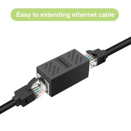 Dingsun RJ45 Coupler, in-Line Coupler Cat7 Cat6 Cat5 Cat5e Network Cable Extender Adapter, Support 100BASE-TX (Black 6 pcs)