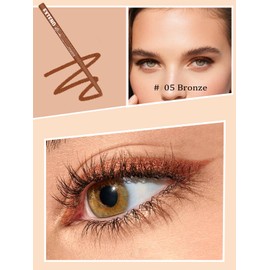 Bronze Gel Glitter Eyeliner Pencil, Metallic Waterproof Smudge-Proof Creamy Retractable Smooth Eye Liner pencil, Hypoallergenic Long Lasting Eyeliner Brightener Pen Crayon Eye Makeup Gift for Women#05