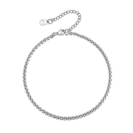 Supcare Cuban Chain Anklet, 3MM Miami Curb Link Ankle Bracelets Stainless Steel Anklet Chain for Woman Girlfriends